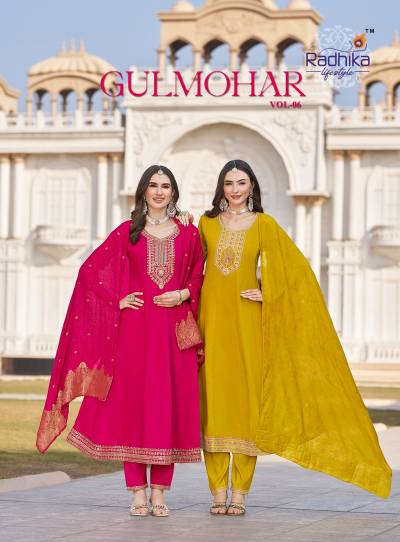 GULMOHAR VOL 6 RADHIKA LIFESTYLE DESIGNER EMBROIDERY GOWN WHOLESALER IN INDIA